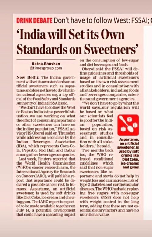 News on Sweetners